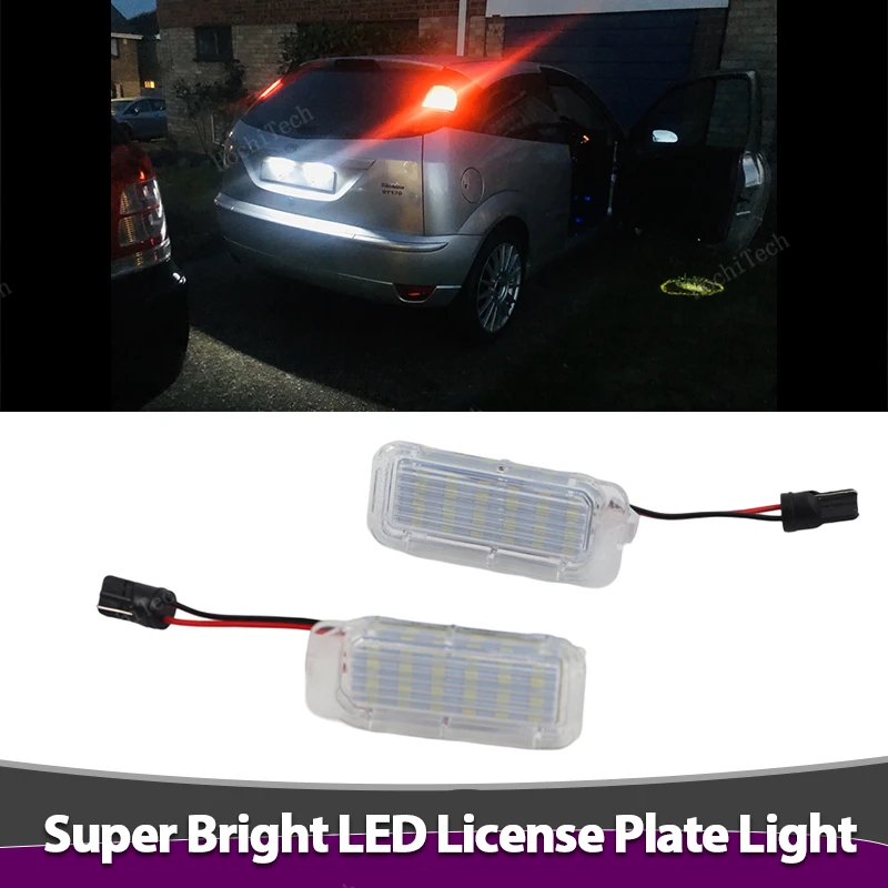 Luz LED para matrícula de coche, lámpara para Ford Focus MK2 MK3 Fiesta Mondeo MK4 C Max MK1 Kuga Galaxy T10, 2 unidades