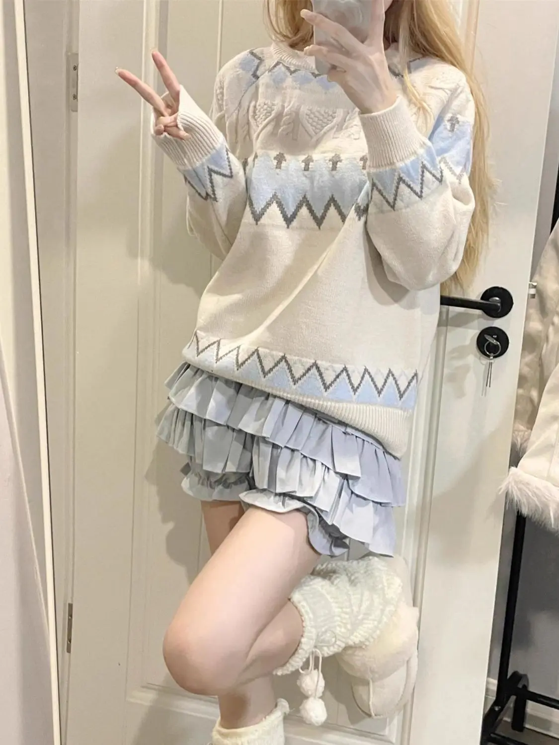 

Vintage Jacquard Knit Sweater 2025 Autumn Winter Color Block Design Cozy Oversized Top Old Money Aesthetic Loungewear