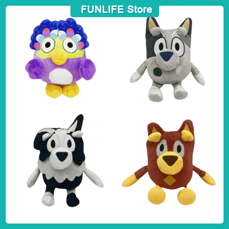 Dibujos animados Bluey Friends juguetes de peluche Bluey Bird Mackenzie Muffin figura oxidada PP algodón relleno perro muñecas almohada regalos para niños