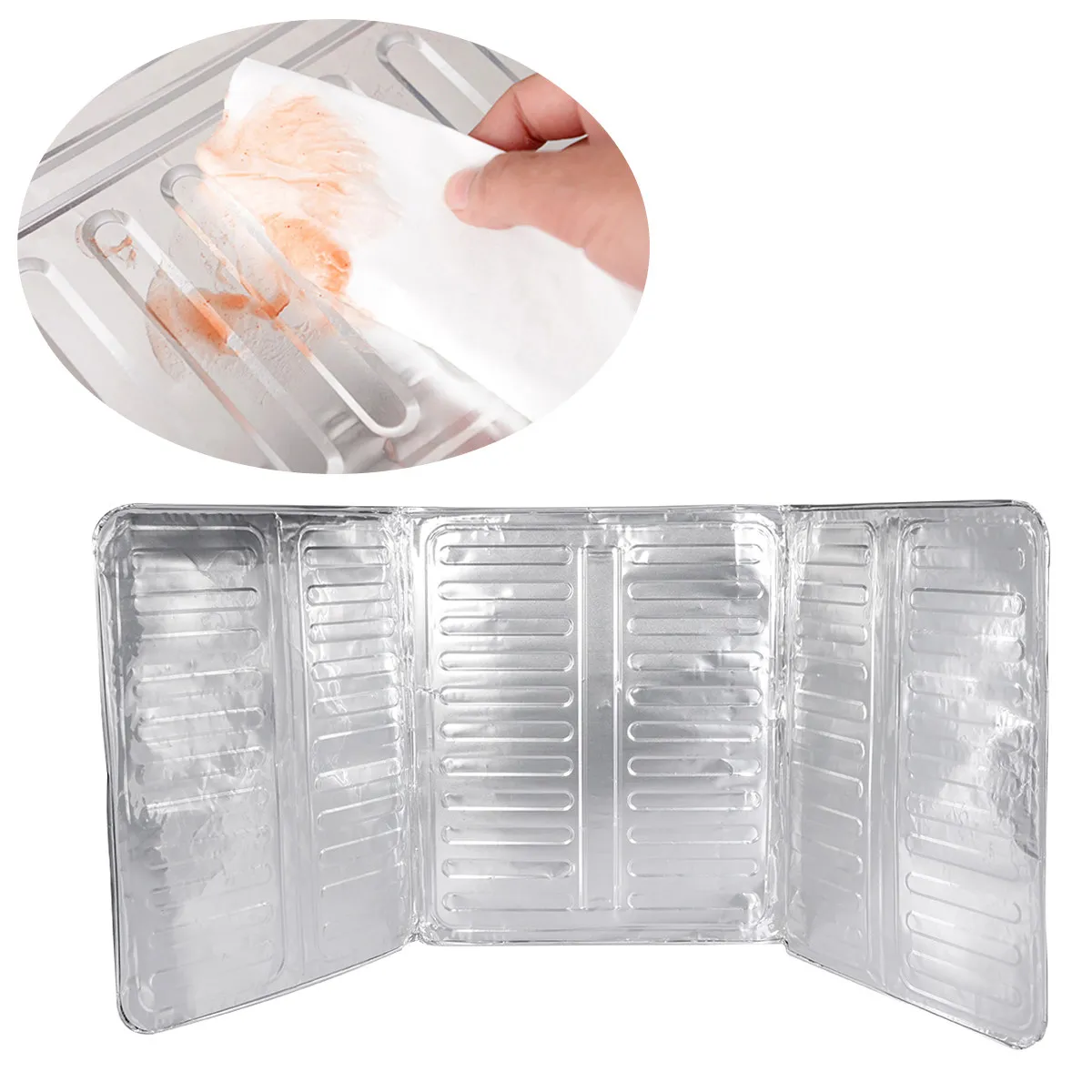 Oil Guard Aluminum Foil Splatter Screen for Gas Electric Stove Three Panel Design Non Stick Heat Insulating Grease Shield