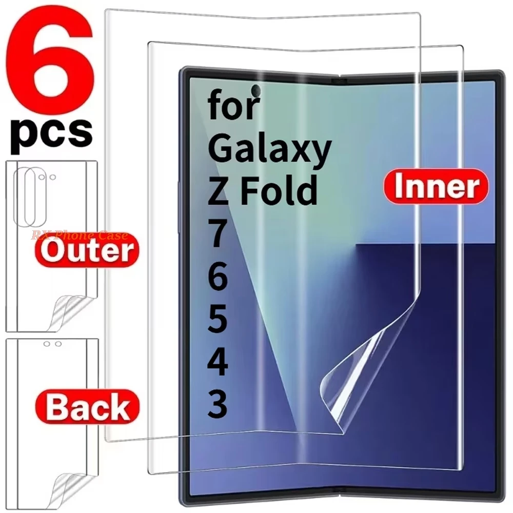 6in1 Inner Outer Rear Hydrogel Film for Samsung Galaxy Z Fold 8 Ultra 8 7 6 5 Z Flip 8 HD Screen Protector Protective TPU Films