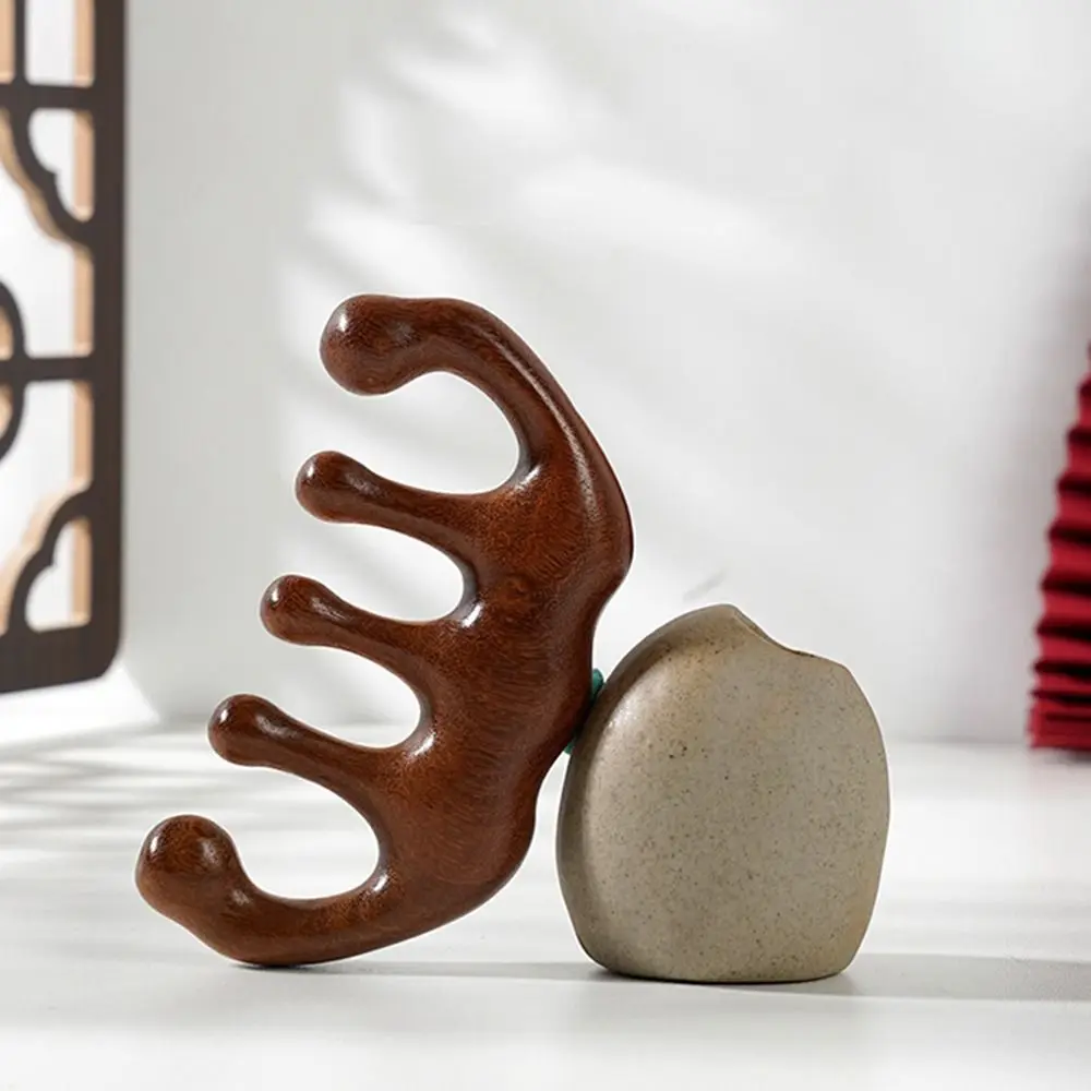 Meridian Scrapping Sandalwood Massage Comb Anti-static Stimulation Reflexology Wide Teeth Hair Comb Wooden Relaxation