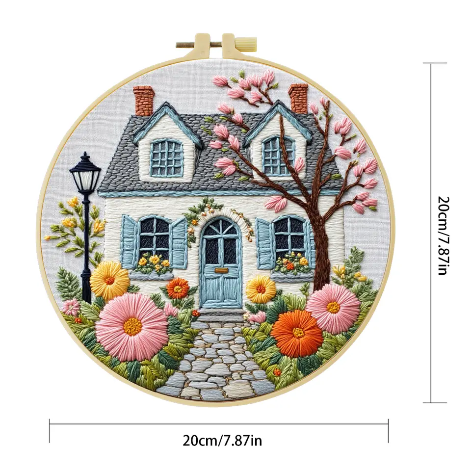 قطعة واحدة 20X20 سم/7.87 بوصة حديقة أمام المنزل مجموعة بدء التطريز DIY مجموعة للمبتدئين فن الرسم والخياطة - 5
