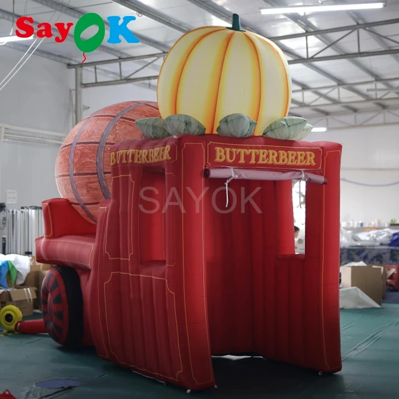 SAYOK Inflatable Halloween Pumpkin Cart with Air Blower, Inflatable Booth Stand for Business, Event, Advertising, Promotion