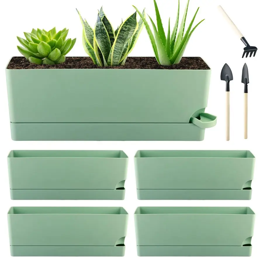 

Pack Self Watering Pots for Indoor Plants 17 Inches Window Boxes Planters Rectangular Flower Pots Rectangle Herb Pots Large Plan