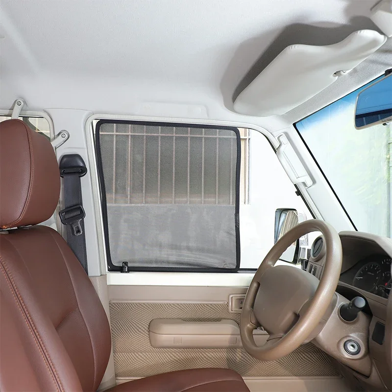 Car Sunshades For Toyota LC76 Land Cruiser 70 Series 2007+ Foldable Windscreen Mesh Sunshade Cover UV Protect Curtain