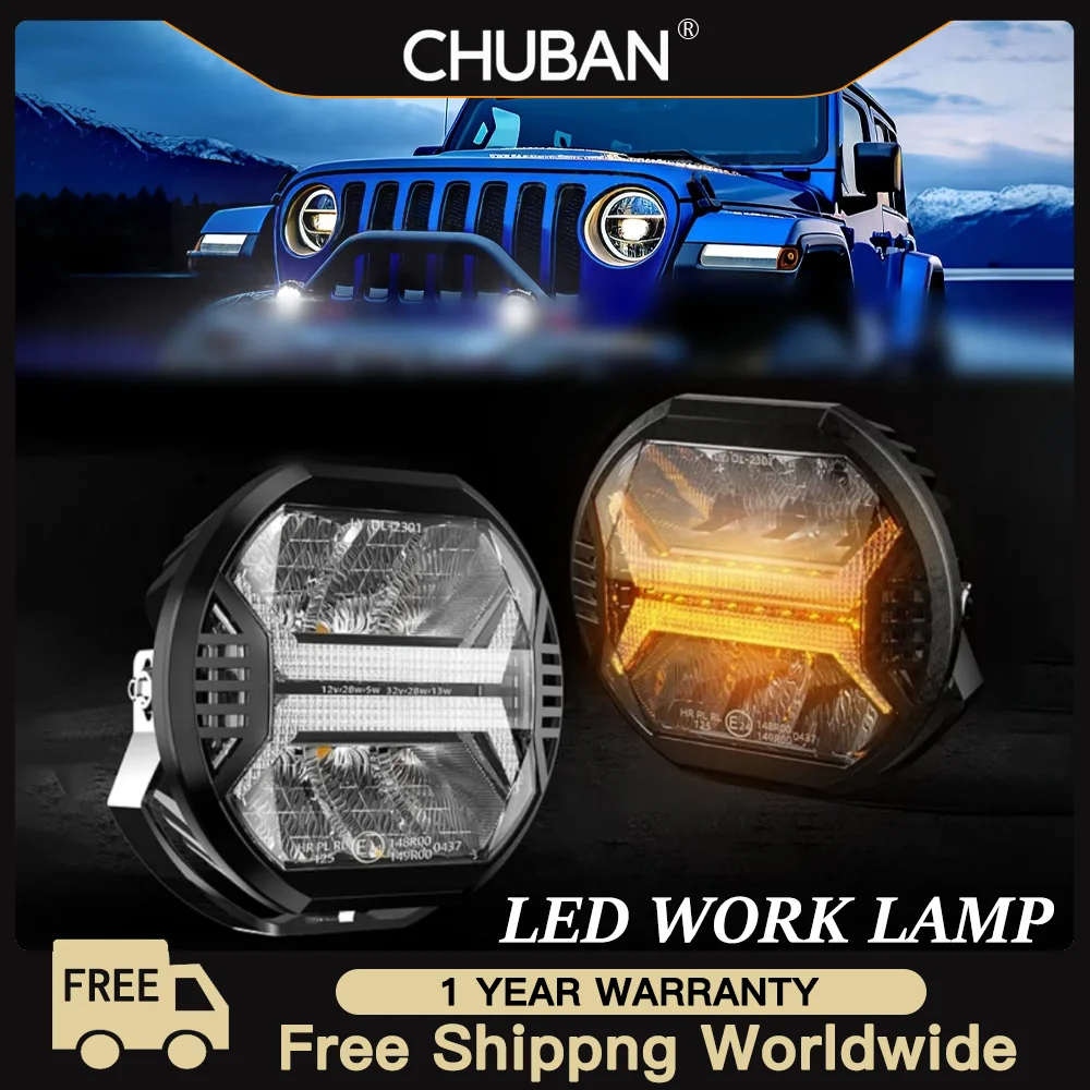 

Янтарный 12 В 4-дюймовый светодиодный рабочий фонарь DRL Прожектор дальнего света, совместимый с Jeep Offroad Boat Tractor Truck 4x4 SUV ATV Pro