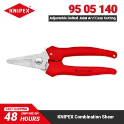 KNIPEX 95 05 140 Combination Shears 140mm Length Adjustable Bolted Joint Scissors Tool with Opening Spring and Locking Device