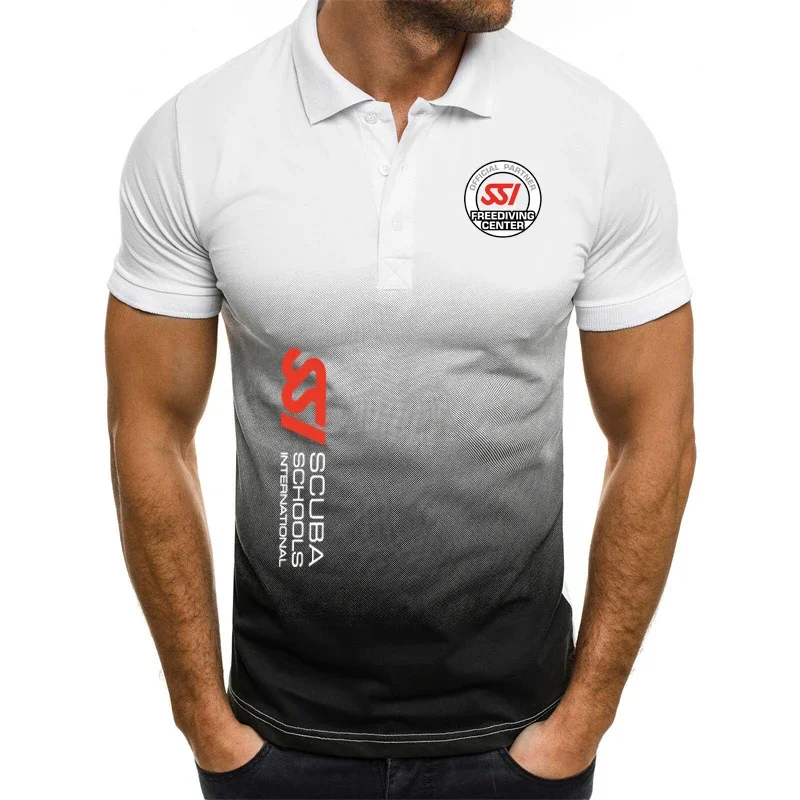 Nieuwe Scuba Diving Ssi Katoenen Poloshirts Voor Heren Hip Hop Street Gradiënt Slim Fit Heren Polo 'S Zomer Merk Custom T-Shirt