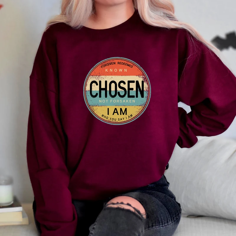 Felpa da donna retrò Chosen Street Sle Long Sve round Ne Print Fodera interna in cotone Vestibilità ampia Stagione autunnale Faion