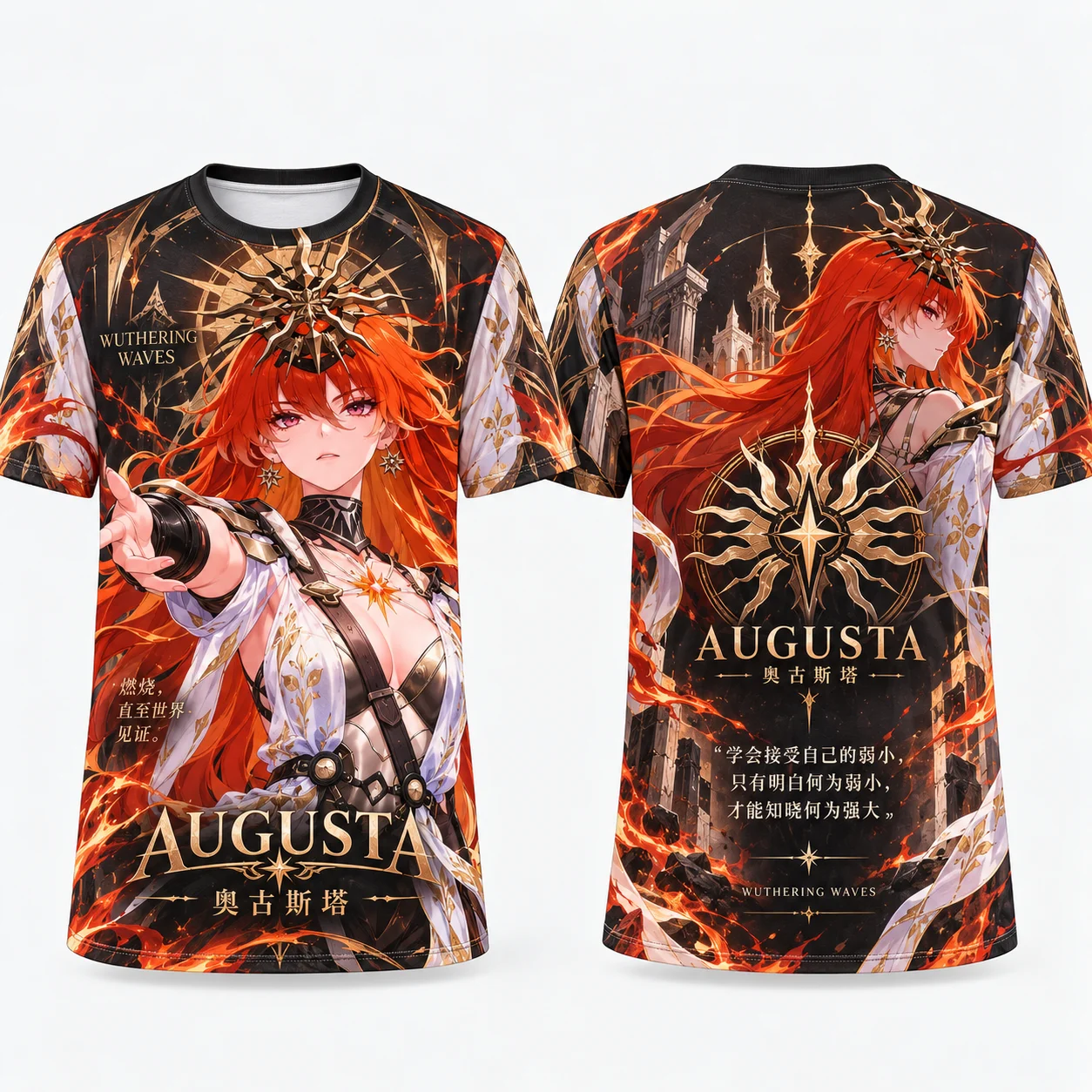 Wuthering Waves Game Character Augusta Men Women 3D Print T-shirt Graphic Short Sleeve Polyester Casual Anime Streetwear Y2k Tee