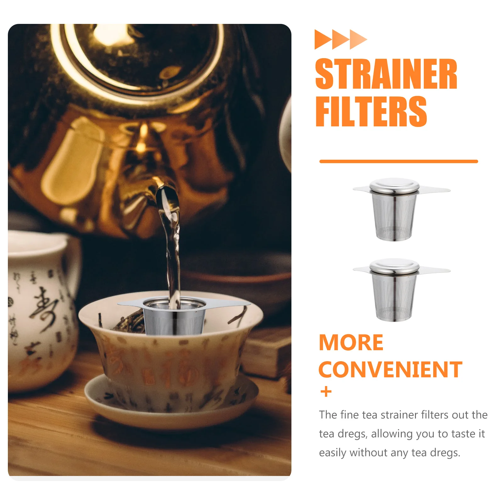 

2 Pcs Stainless Steel Tea Strainer Strainers Filter Loose Leaf Fine Mesh Infuser