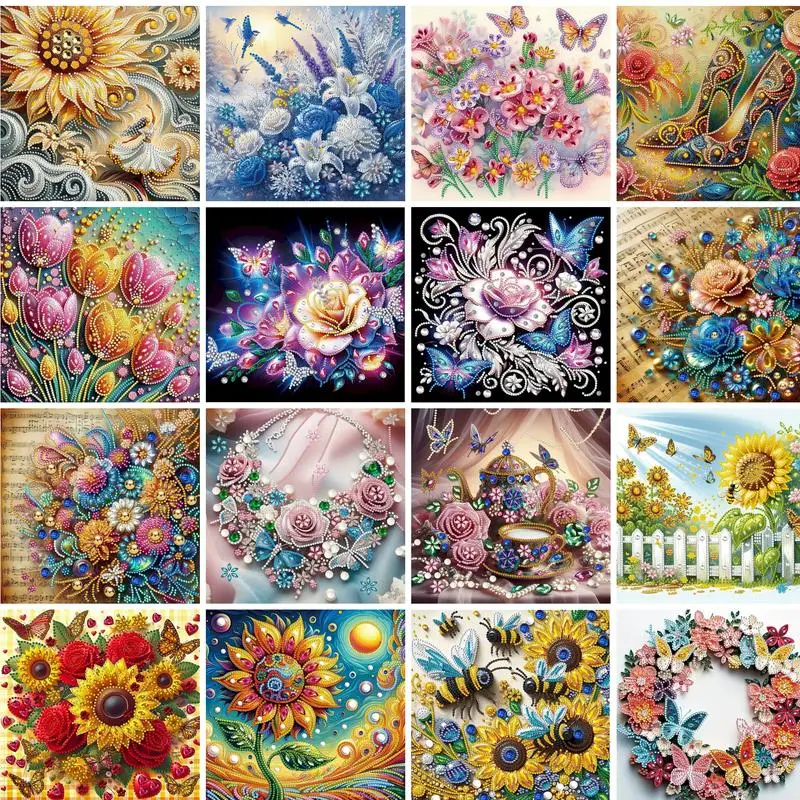 GATYZTORY 30x30cm Special Shape Diamond Painting Tabletop Ornaments Kit Flower Diamond Painting Kit For Adults Beginner Gift