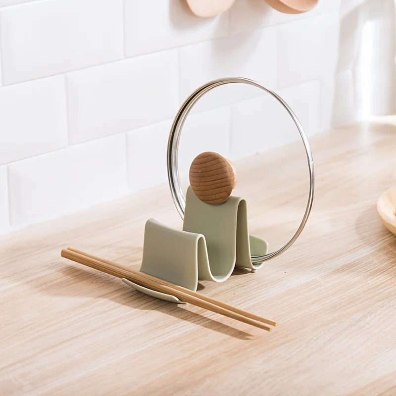 Innovative Wave Design Kitchen Organizer - Plastic Pot Lid Holder, Chopstick & Utensil Rack for Countertop Storage