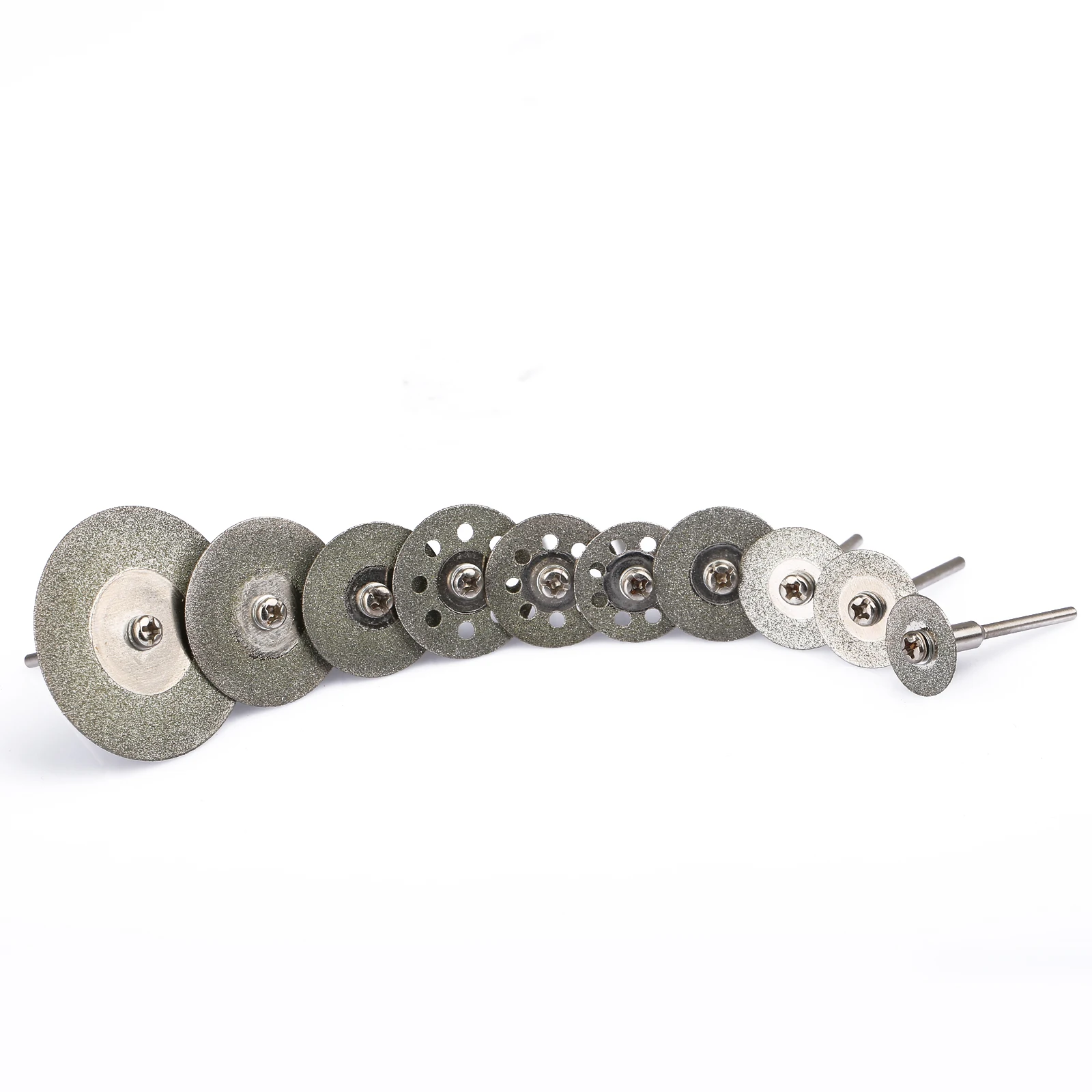 แผ่นตัดเพชร10ชิ้นสำหรับสว่านไฟฟ้าเครื่องบดตัดใบเลื่อยสำหรับเครื่องมือโรตารี่ dremel อุปกรณ์เสริมก้าน3.0มม.