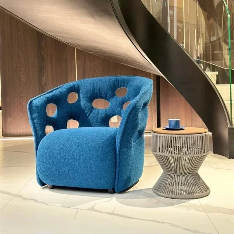Creative hollow backrest special-shaped cave chair living room villa fabric armchair