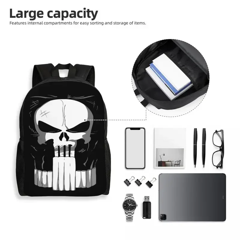 Custom Punisher Suit Travel Backpack Women Men School Laptop Bookbag College Student Daypack Bags