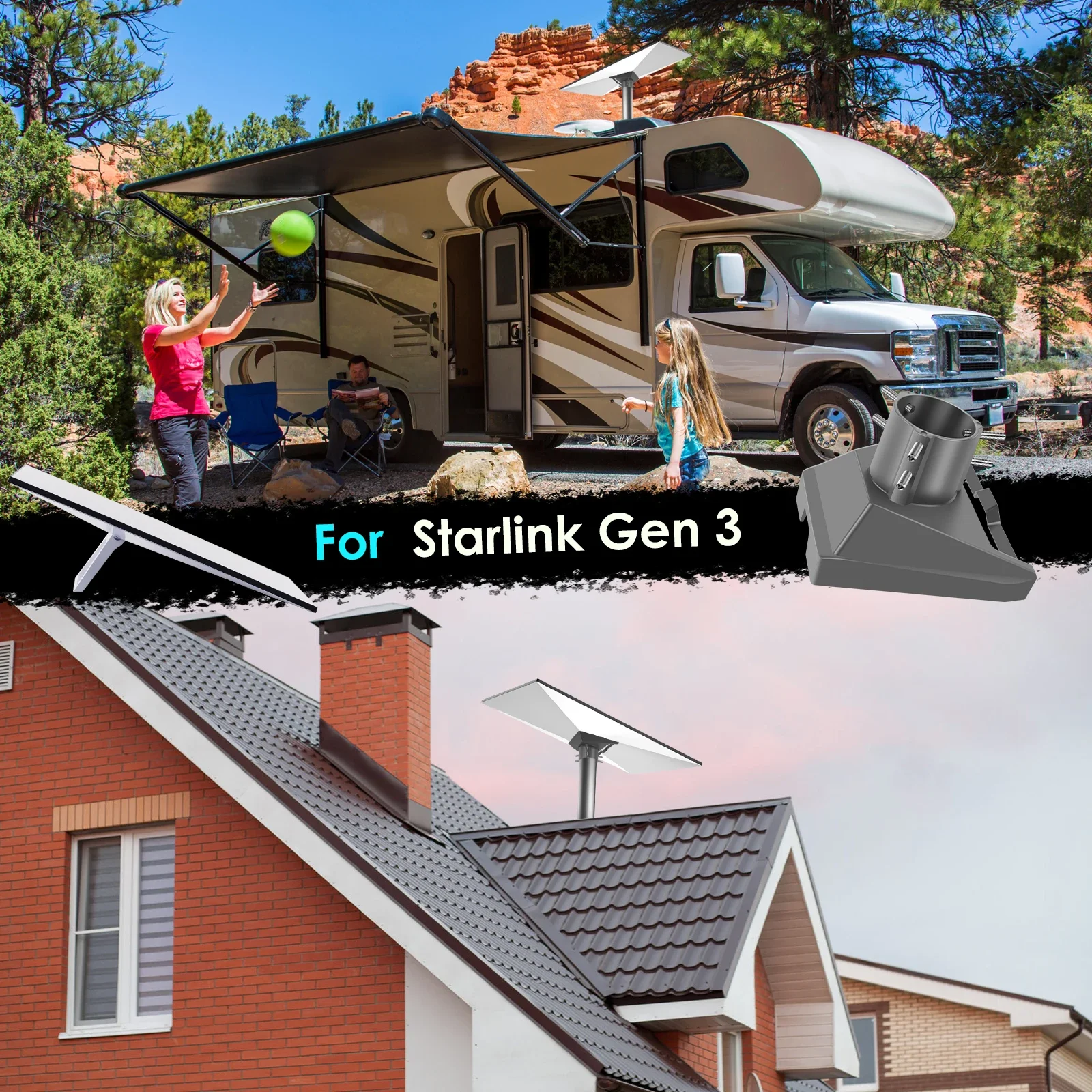 Starlink Gen 3 الأنابيب محول تصاعد عدة سبائك الألومنيوم Starlink القطب سقف قوس جبل لوحة قاعدة ل 1-2 بوصة القطب #6
