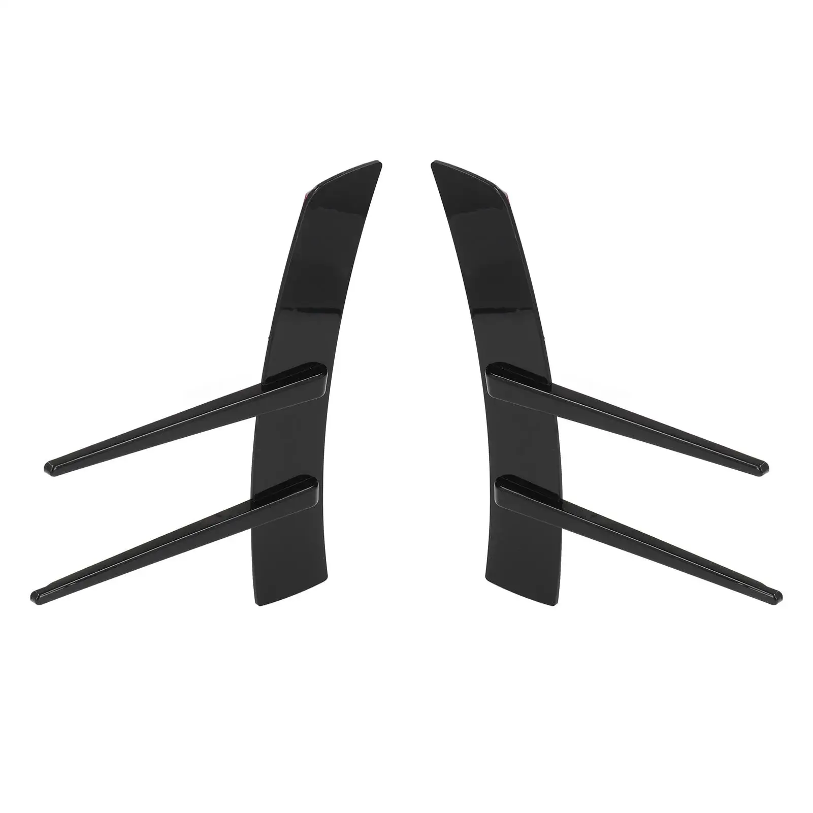 2 قطعة المصد الأمامي الأسود اللامع الجانب سبويلر ABS الجسم سبويلر Canard لملحقات السيارة غطاء الحاجز