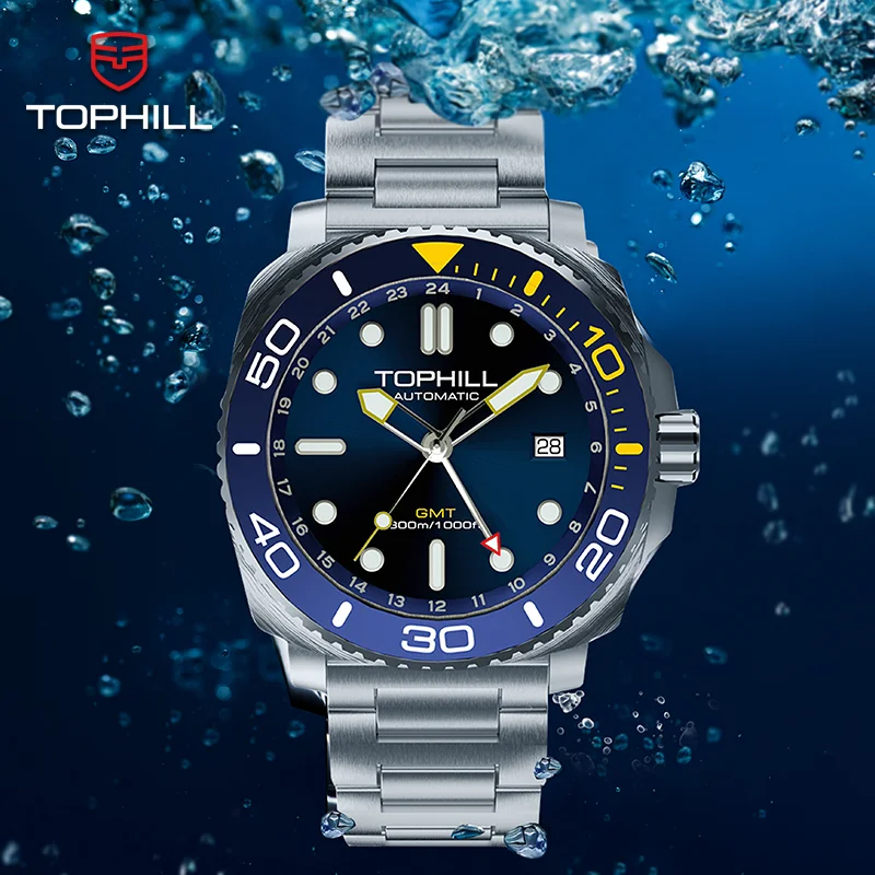 

TOPHILL NH34 Automatic Movement Submariner Wristwatch Diver watch 300M Men's watches GMT Mechanical watch Best Gift for Father