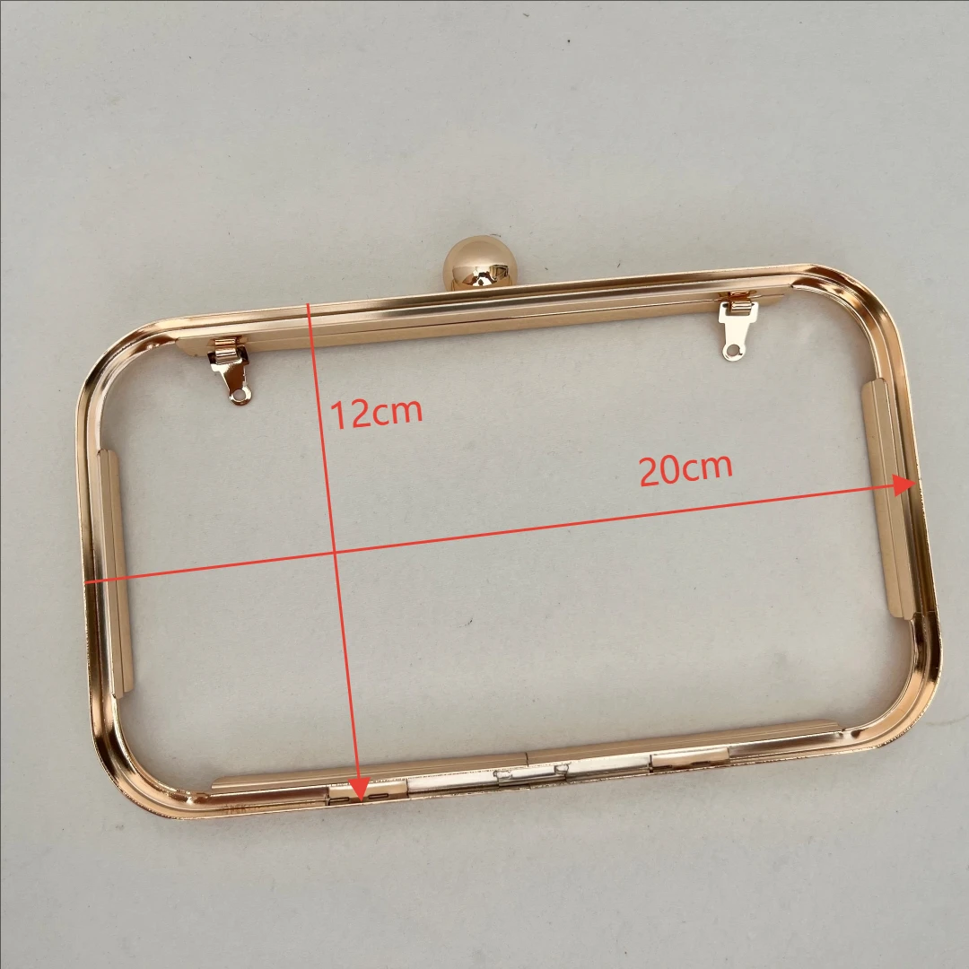 20cm Rectangle Shell Box Bag Clutch Frame Women Purse Frame Chain Clasp Loop Pearl Head Lock Handmade Accessories Materials