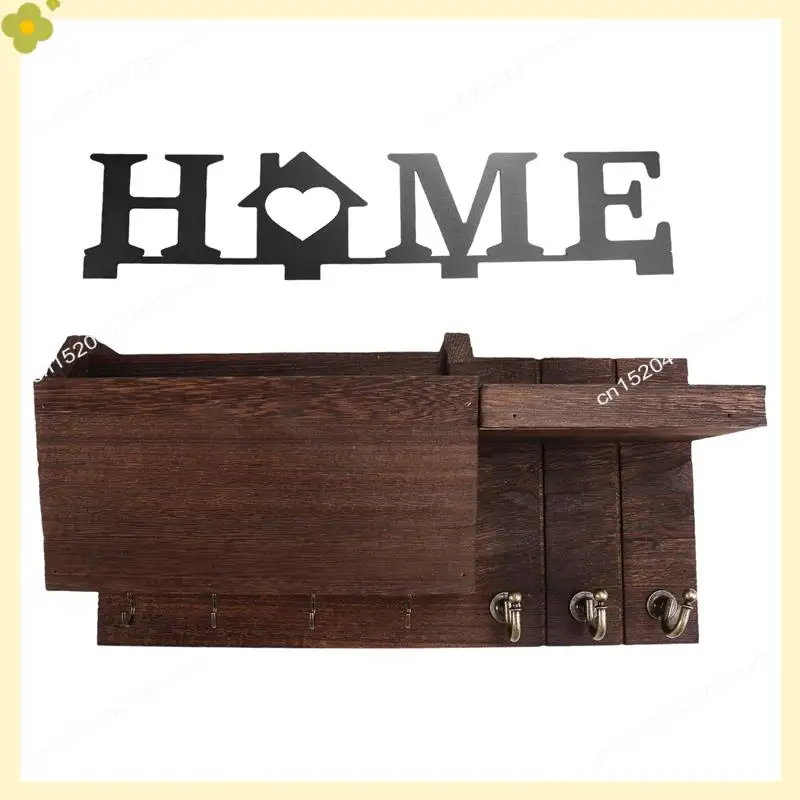 

LDHL Wooden Wall Mounted Storage Rack Wall Key Holder Home Wall Key Holder Plant Mail Storage