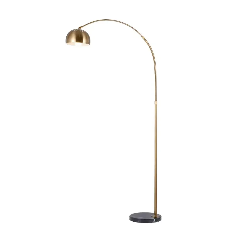 Modern Nordic Curved Floor Lamp with Marble Base LED Corner Standing Light for Living Room Designer Fishing Style Strip