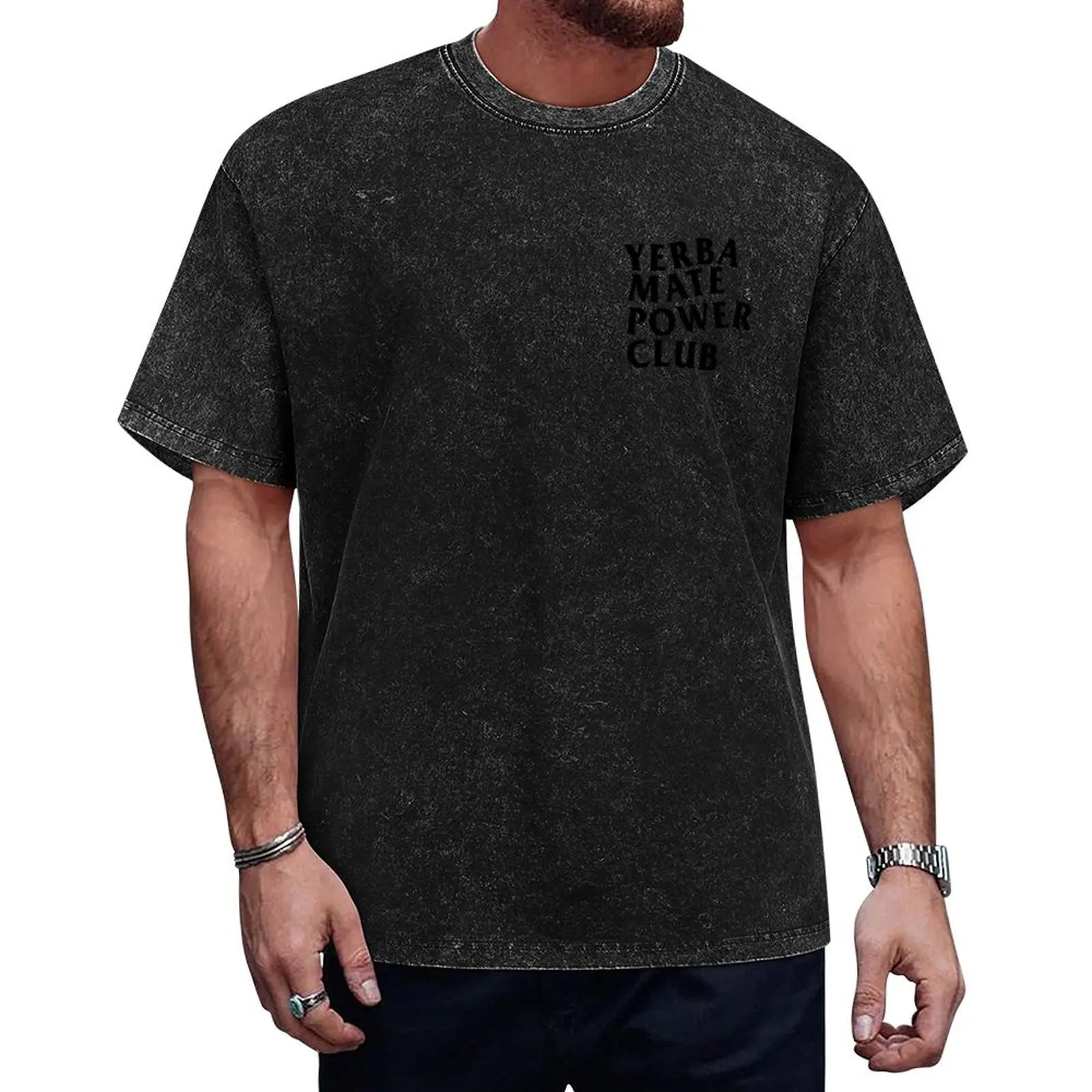 Camiseta Yerba Mate Power Club, tops de talla grande, negro, archivo azul, paquete de camisetas gráficas para hombre