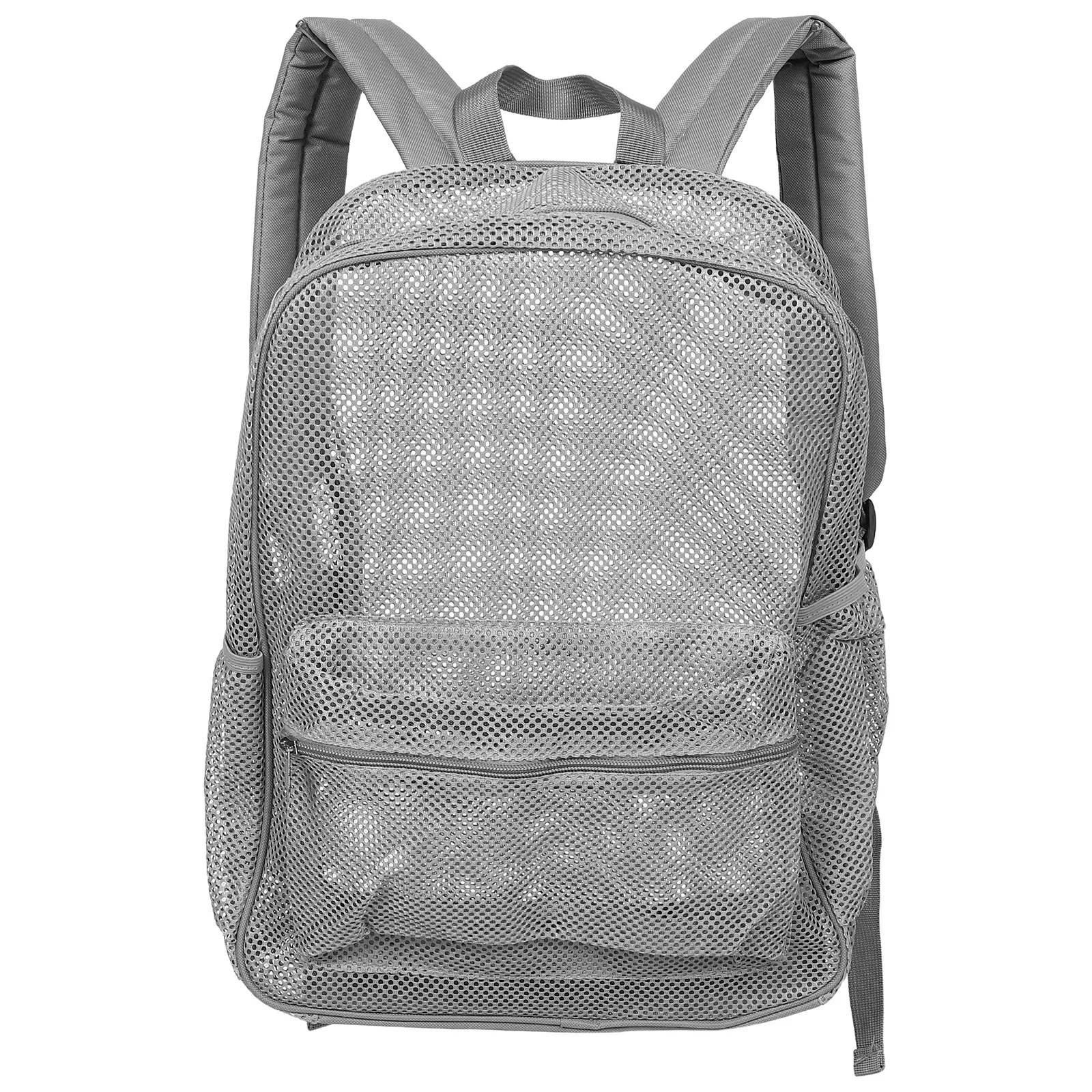 

Heavy Duty Mesh Backpack Grey Padded Shoulder Support See Through Breathable Outdoor Sports Swim Beach Bag Durable Travel