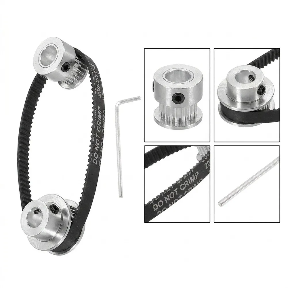 20 Tooth and 30 Tooth Timing Pulleys 8mm Bore Aluminum Synchronous Wheels with 200mm Belt and Installation Wrench