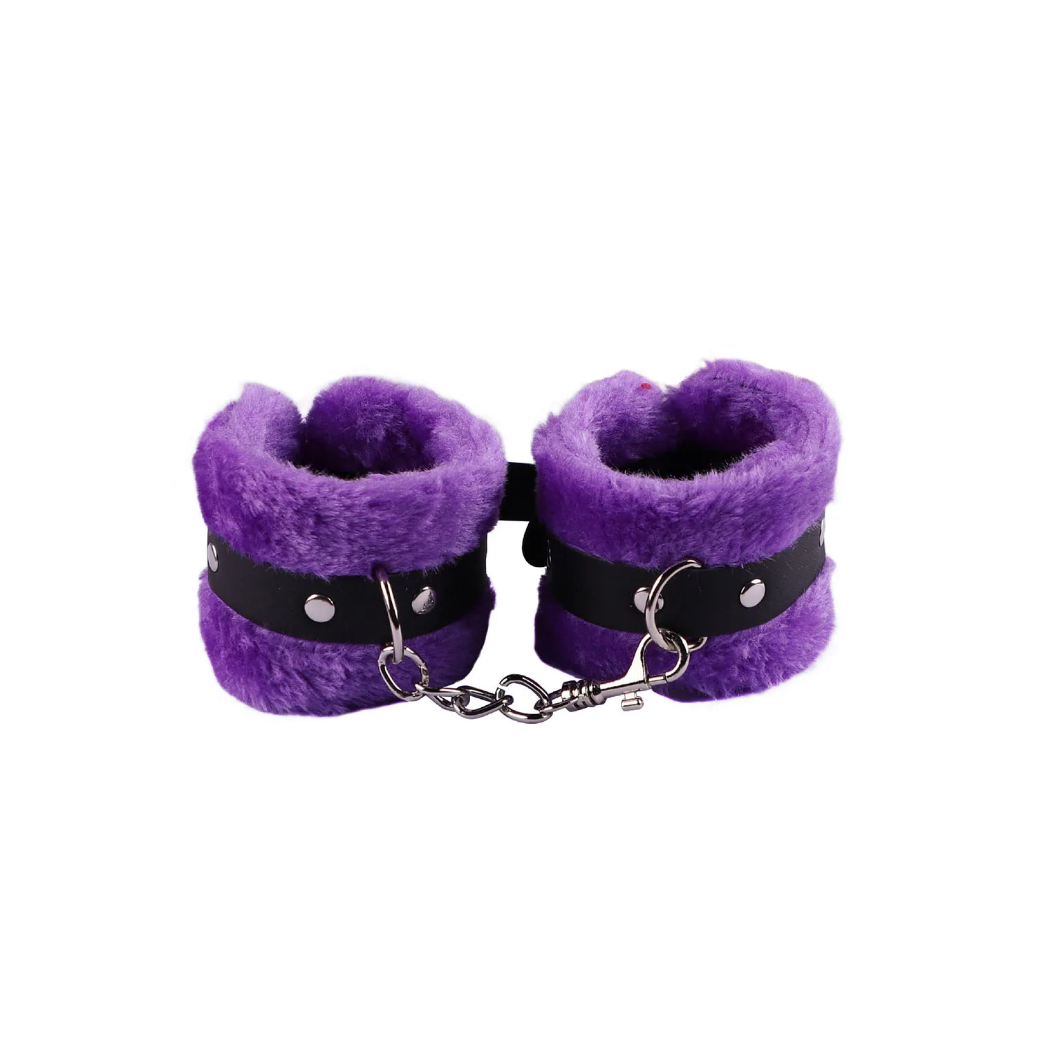 Fluffy Bracelet Soft Plush Leg Wrist Cuff Bracelets Anklets with Detachable Leather Chain for Women Men