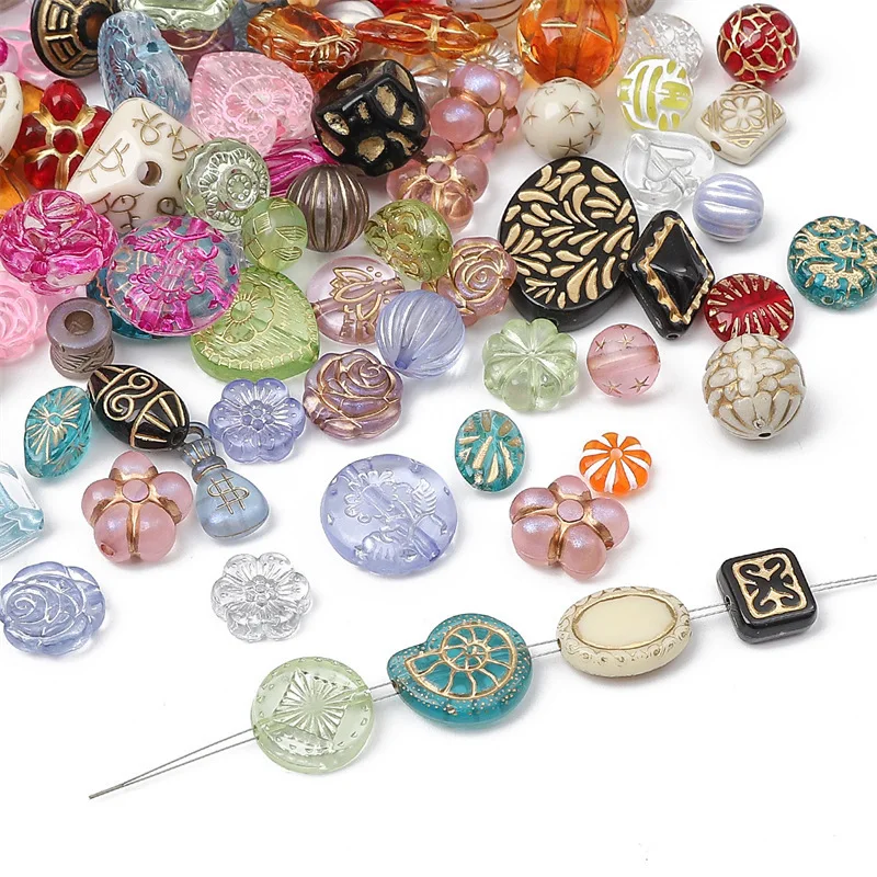 20g/ 15-20pcs acrylic transparent frosted gold mixed beads, scattered beads, handcrafted DIY making bracelets necklaces earrings