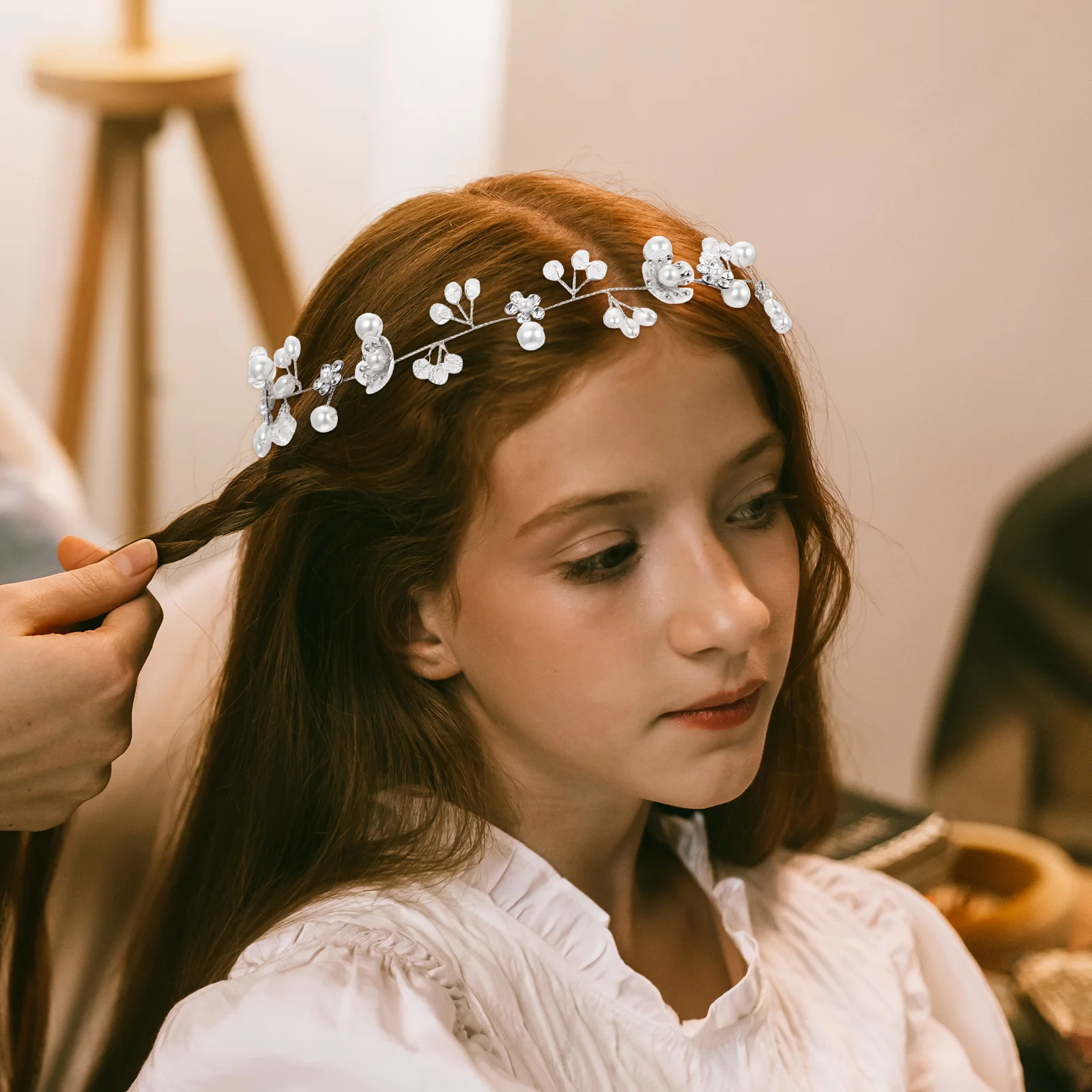 

Floral Beaded Headb Silver Hair Comb Set Women Wedding Bridal Headdress Accessories Hoop Decorative Hairstyle Aid Elegant