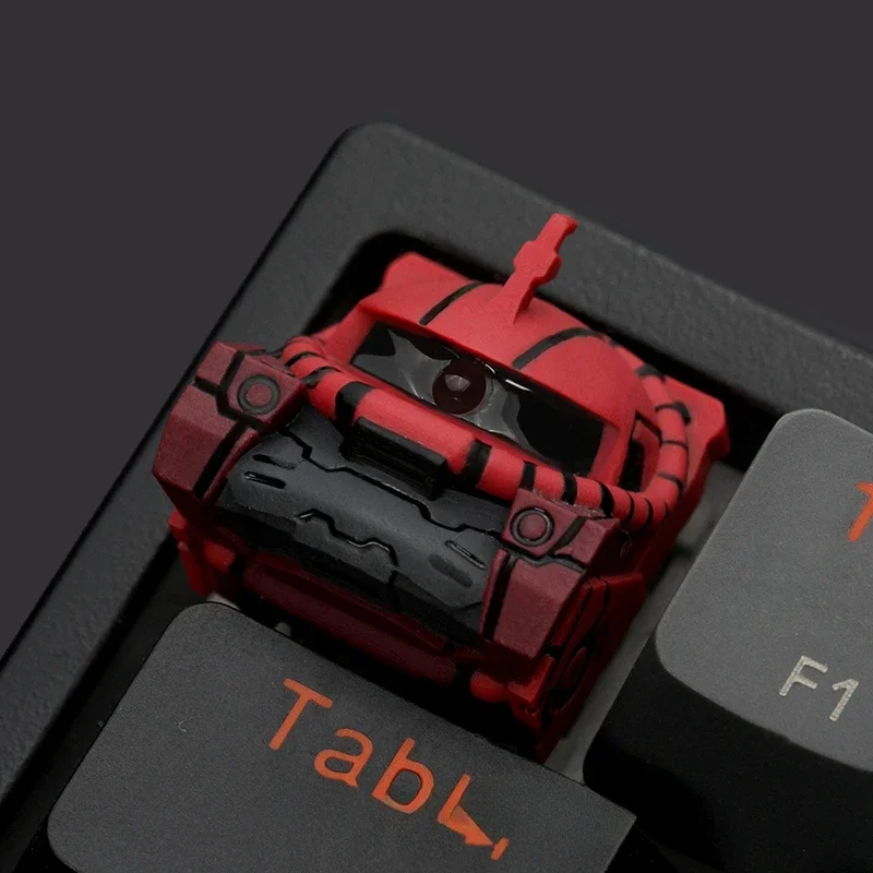 Anime keycaps mecha tema resina keycap zaku vermelho personalizado chave bonés teclado mecânico artesanal keycap pc gamer brinquedos presentes do feriado