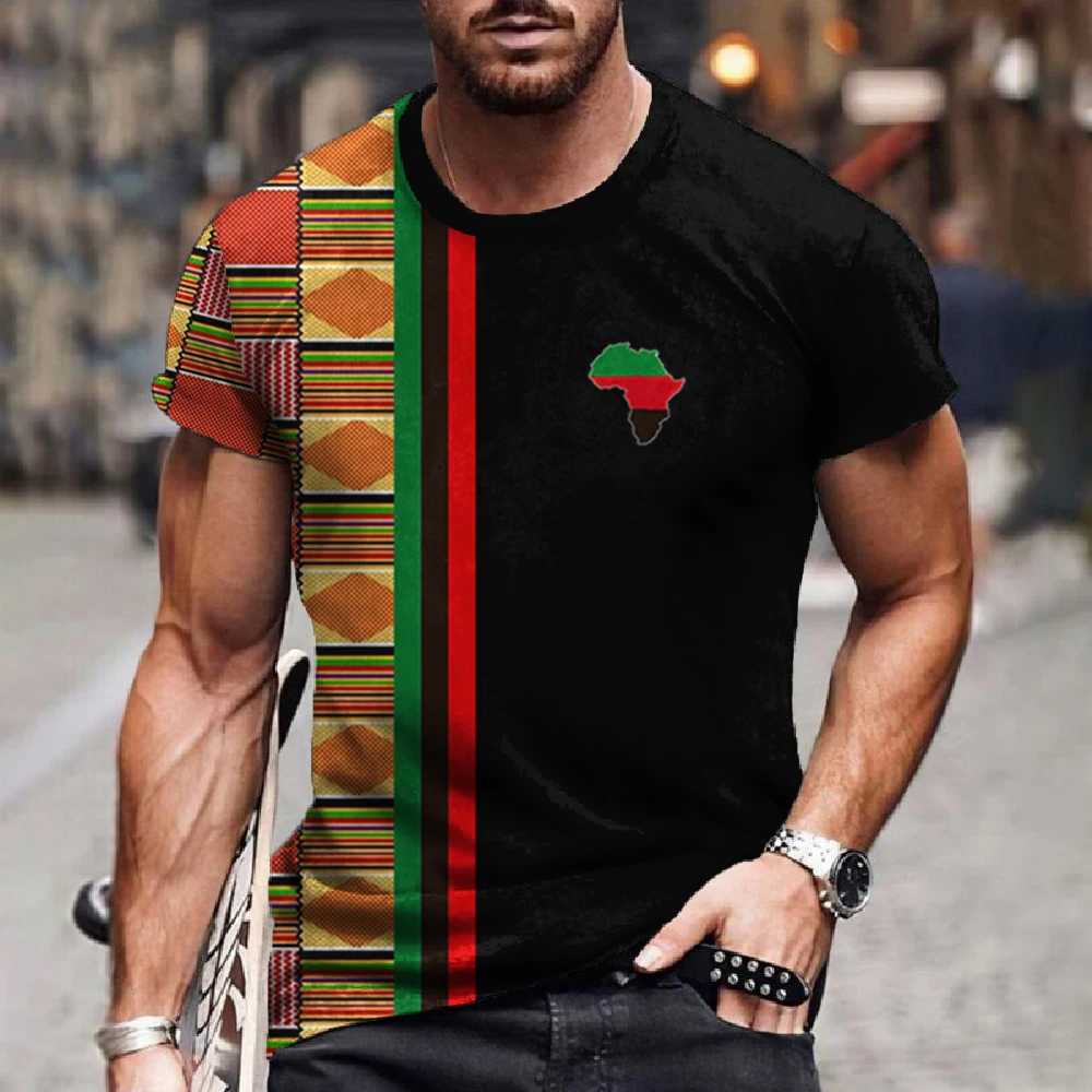 Men’s T Shirt Ethnic Tribal Dashiki T-Shirts African Patterns 3D Print Men Short Sleeve 0 Neck Harajuku Y2k Tees Tops Clothing