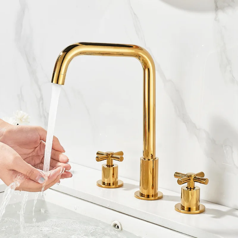 

All Copper Luxury European Type Bathroom Basin Hot And Cold Water Faucets Household Sink Basin Double Handle Taps