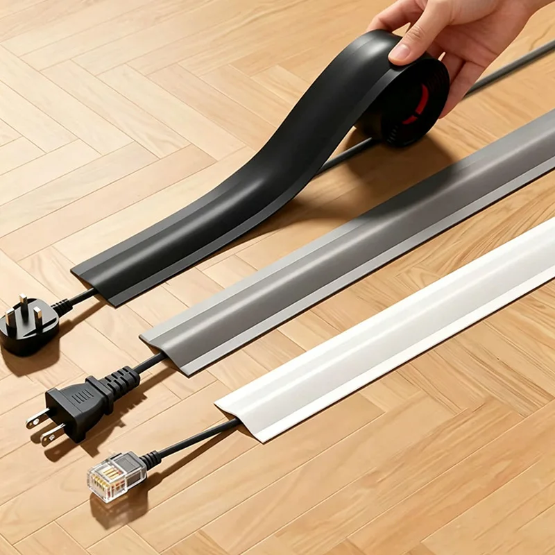 4479 Floor Cable Cover Wall Wire Duct Self‑Adhesive Cable Management Cord Protector Home Office LAN Wire Power Cord Concealer