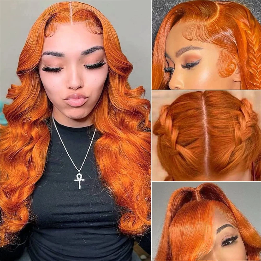 Ginger HD Lace Wig 13x6 Human Hair Wigs For Women 350# 13X4 Body Wave Lace Front Wig 34 Inch Colored Human hair Wigs Preplucked