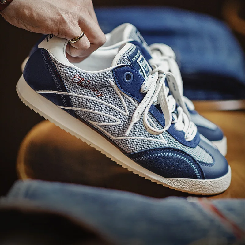 

Maden Men's Breathable Patchwork Running Shoes Mesh Synthetic Upper with Cushioned Sole Lightweight Lace-Up Sneakers for Jogging