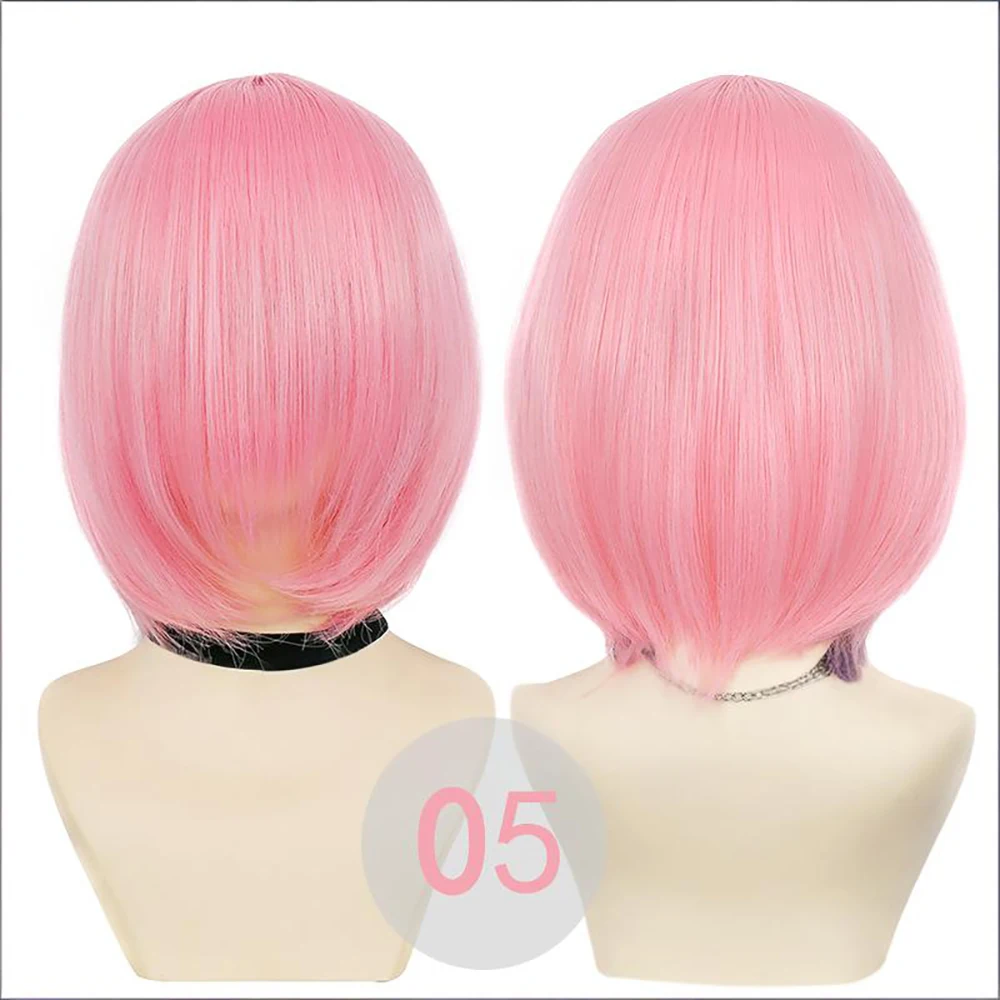 Peruca Sintética de Alta Qualidade de 30cm Unissex para Cosplay, Cabelo Curto Liso com Franja, Adequada para Uso Diário, Festas e Role-Playing, Resistente ao Calor