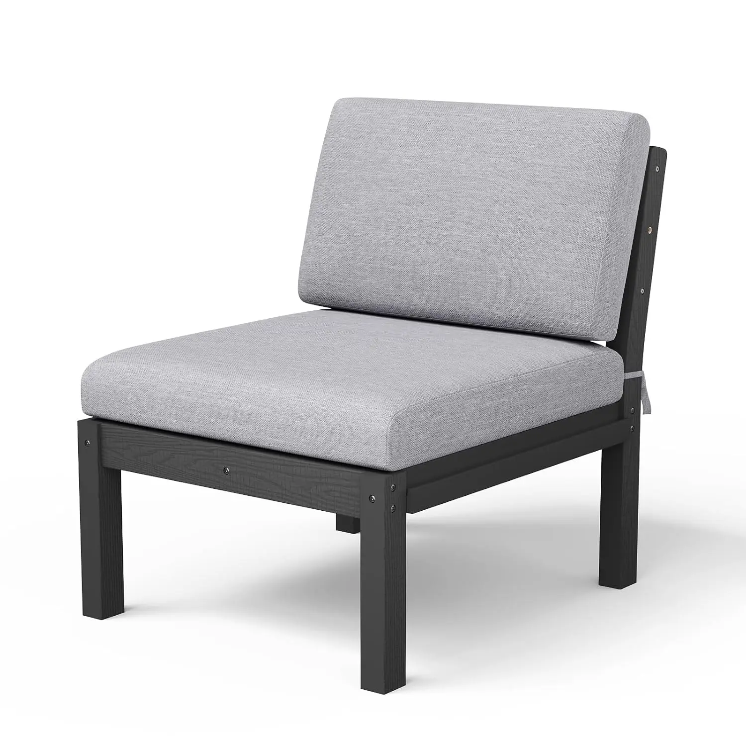 #Modular Armless Chair Interlocking Frame Waterproof Seat Build Sectional Sofa Black