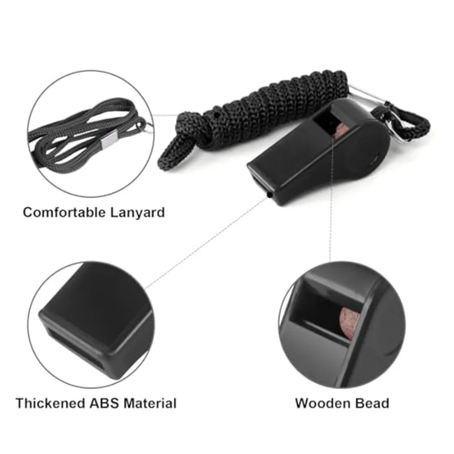 8Pack Colorful Plastic Whistles with Lanyards 120dB Loud Sports Whistles for Coaches Teachers Emergency Kits Events
