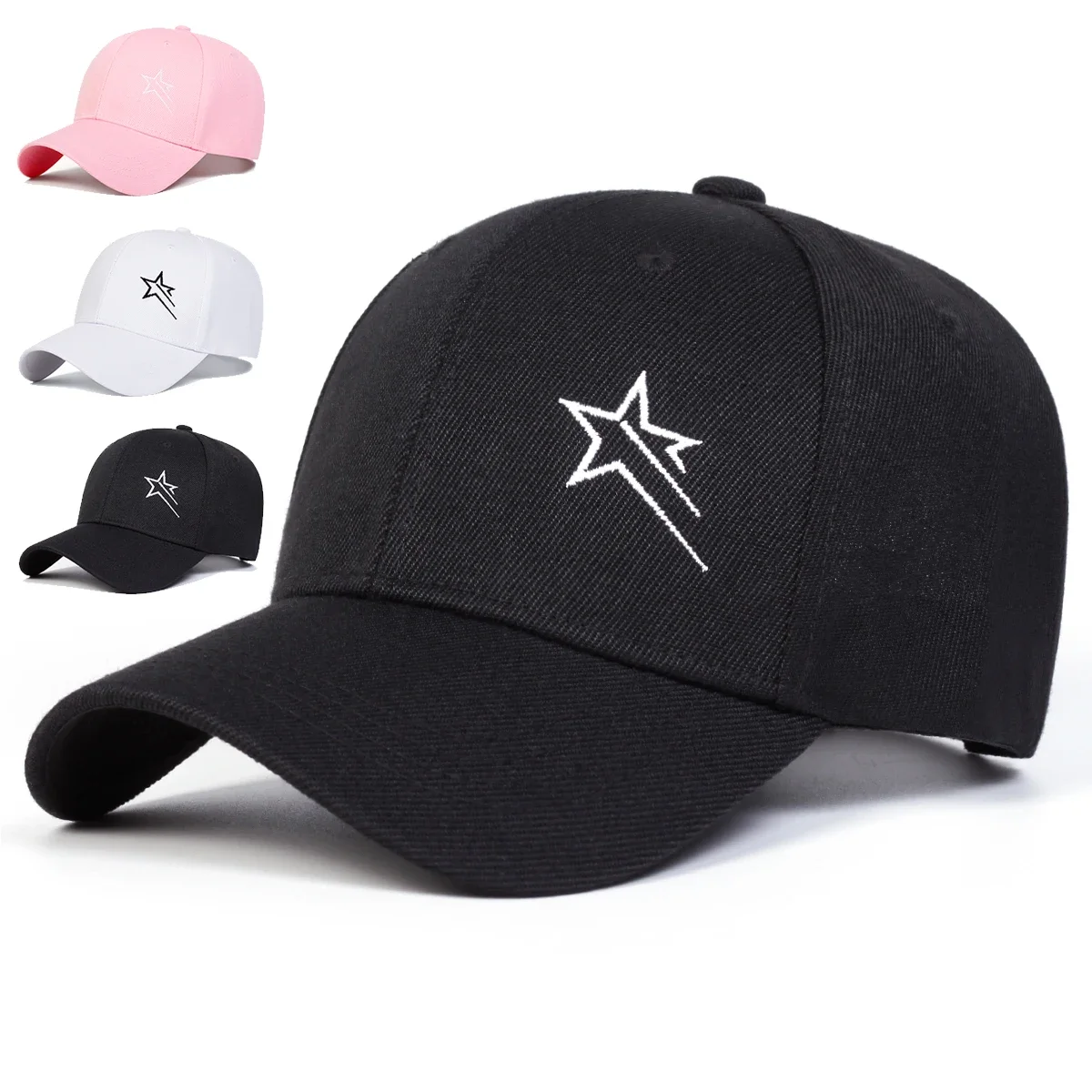 

Unisex Five-pointed Star Embroidery Baseball Caps Spring Autumn Outdoor Sunscreen Hat Adjustable Casual Trucker Hats Sports Cap