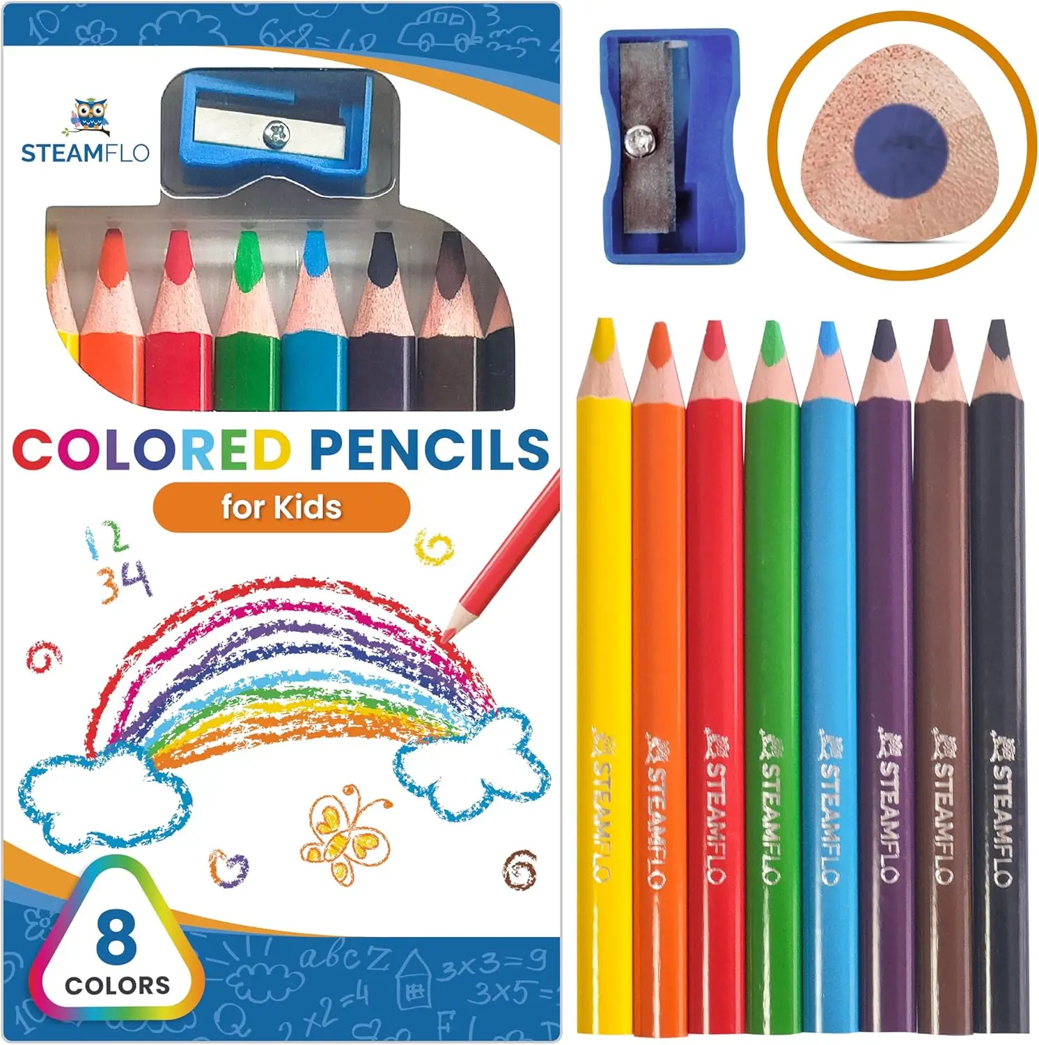 

Набор цветных карандашей Jumbo Triangle для малышей 3-4 лет, с удобным захватом и толстым стержнем для меньшего ломкости, 8 штук в упаковке