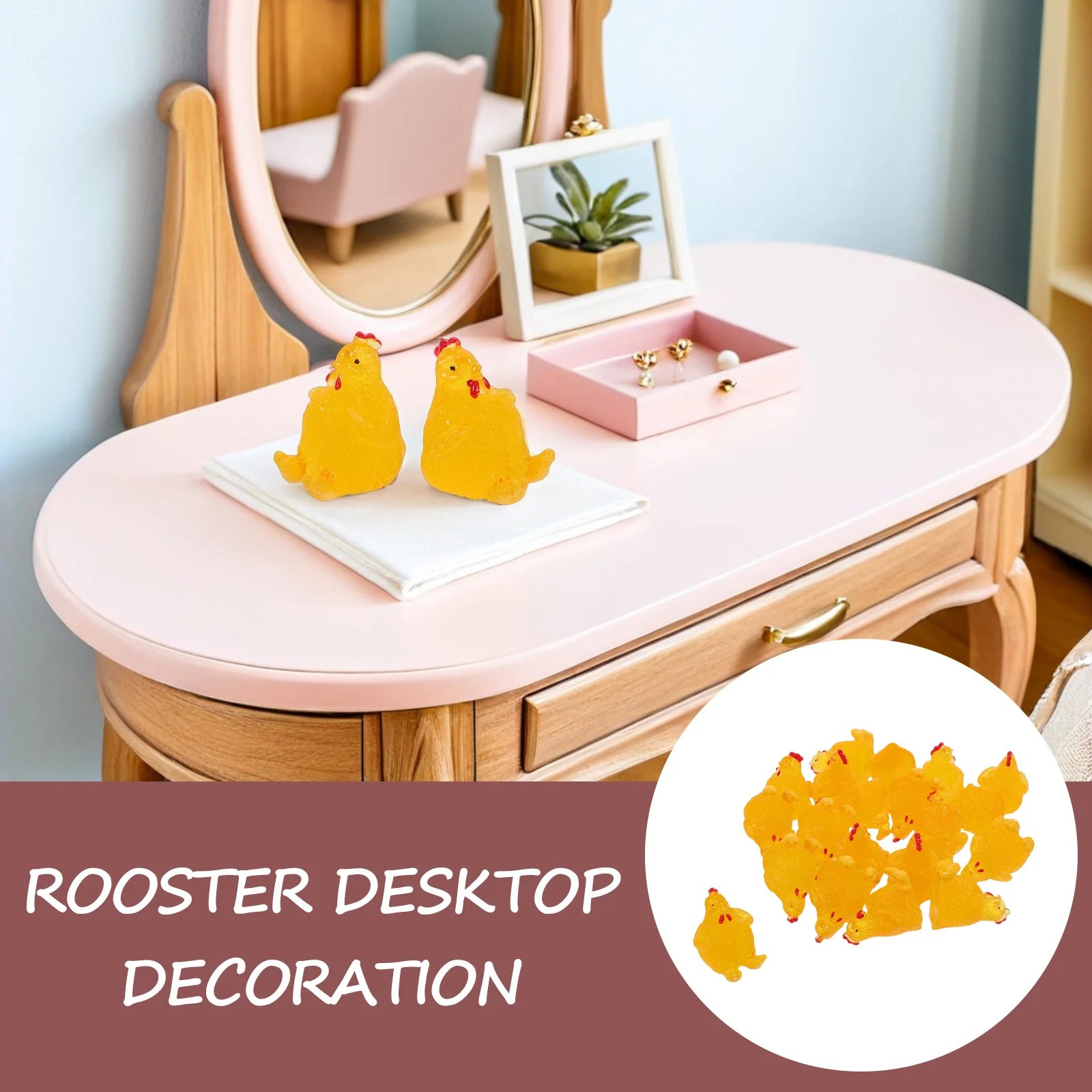 20 Stück Mini-Hühnerfiguren aus Kunstharz, detaillierte, lebendige Farben, kreative DIY-Desktop-Dekoration, Mikro-Landschaftshandwerk