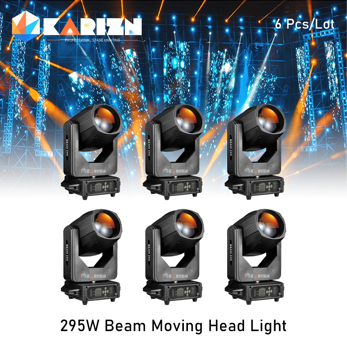 0 Belasting 6 Stuks Professionele Dj Licht 295W Beam Bewegende Hoofd Podium Licht High Definition Lens Voor Dj Party Concert Professionele Podium