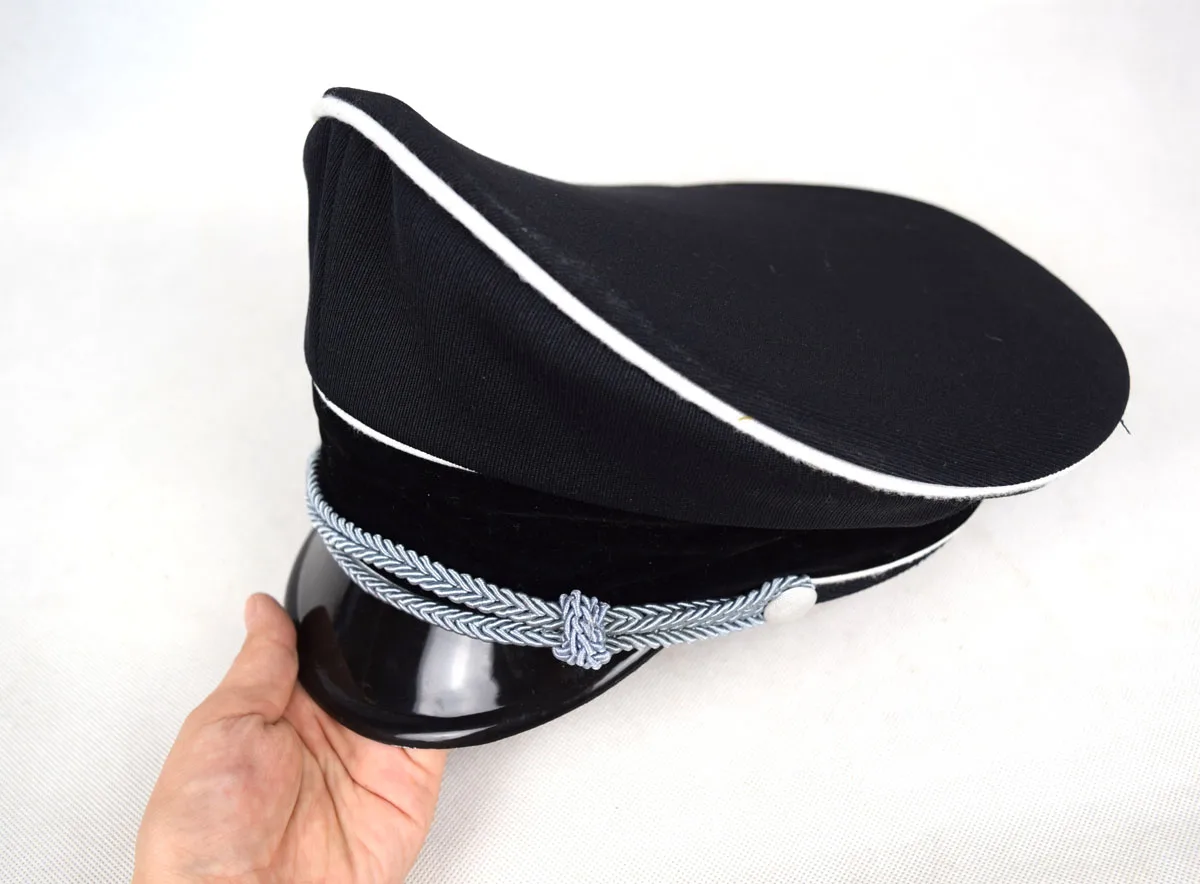 Cosplay German Elite Whipcord Officer Cap Hat Sweat Ring Made Leather Reenactment