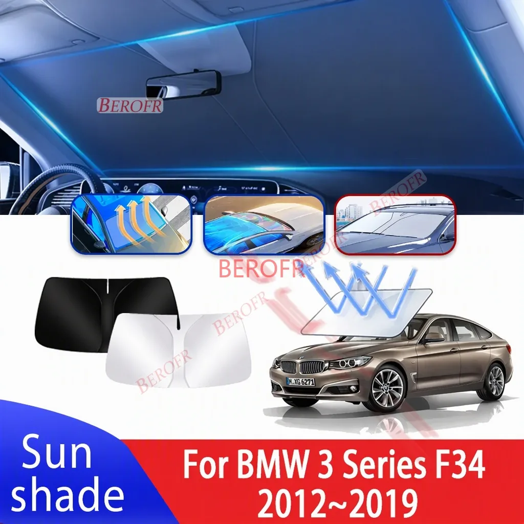 Car Sun Visor For BMW 3 Series F34 2012~2019 2013 2015 2018 Auto Front Windshield Sunshade Heat Insulation Summer Accessories