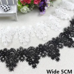 5CM di larghezza nero bianco cavo di pizzo nastro ricamo abito decorativo tessuto Guipure abbigliamento fai da te gonna colletto accessori per il cucito