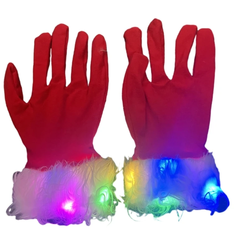 

Christmas Santa Clause Gloves Glow in the Dark Red Gloves Holiday Party Gloves